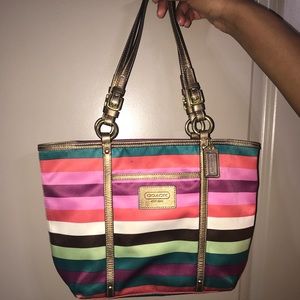 Medium sized coach tote/ multi colored